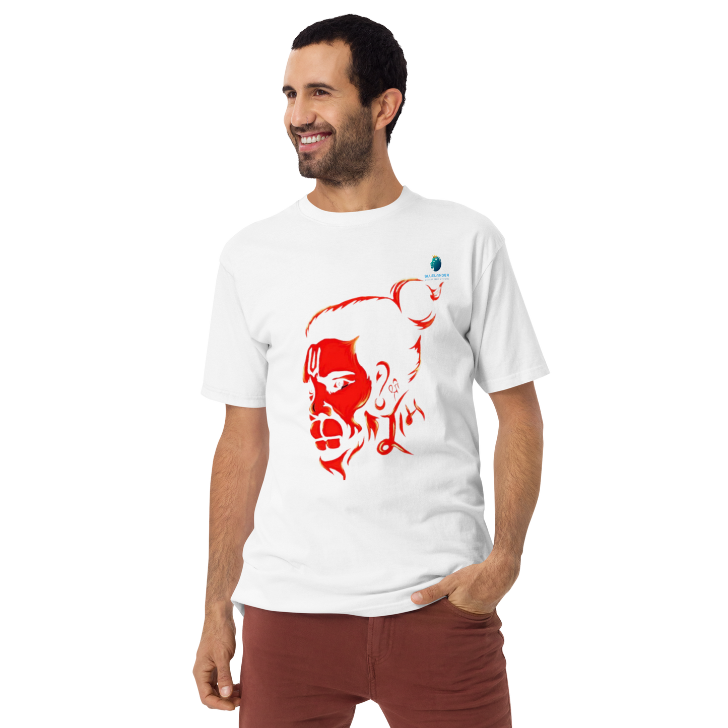 Hanuman's Blessing, Soft and Pure: Bluelanders Divine Protection premium cotton T-Shirt.