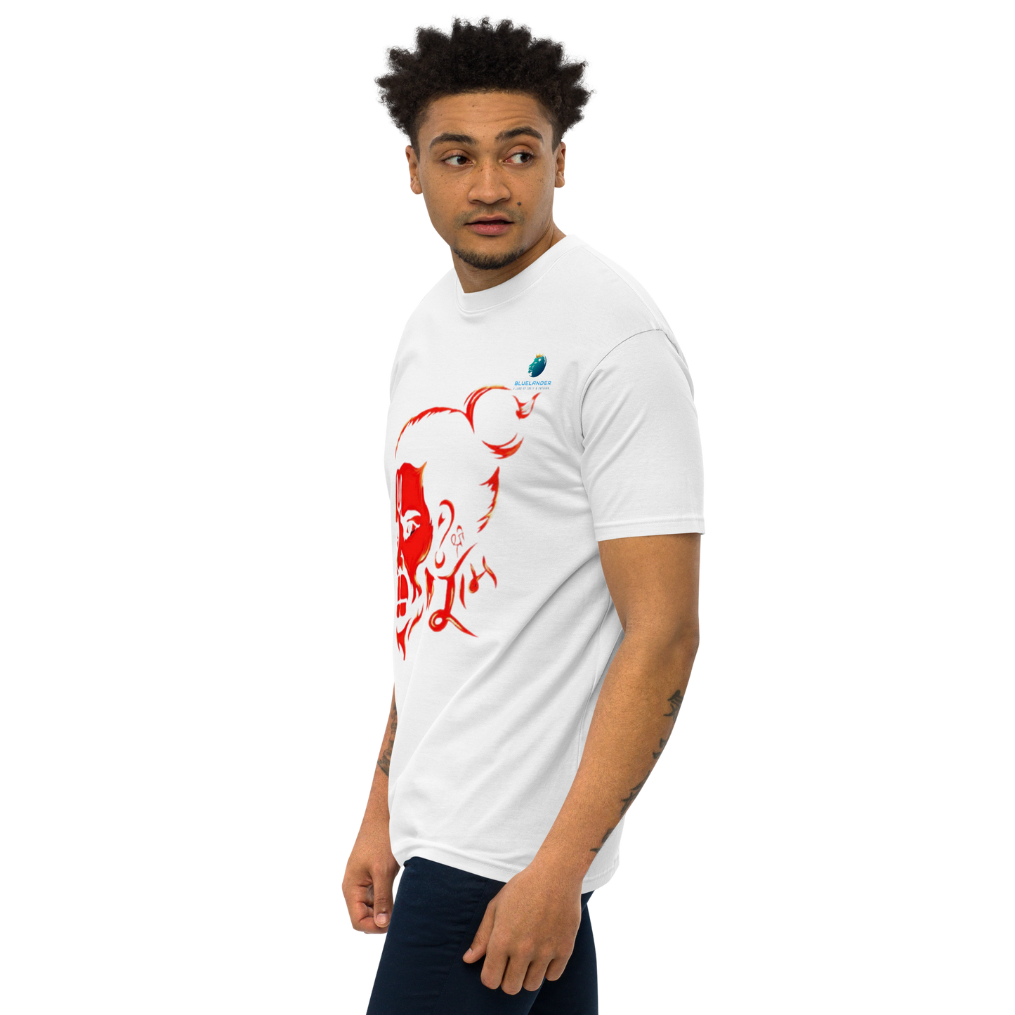 Hanuman's Blessing, Soft and Pure: Bluelanders Divine Protection premium cotton T-Shirt.