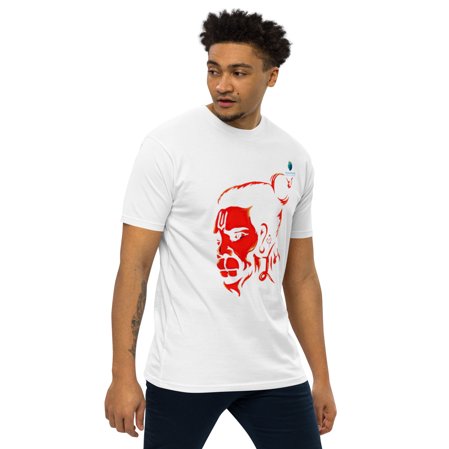 Hanuman's Blessing, Soft and Pure: Bluelanders Divine Protection premium cotton T-Shirt.