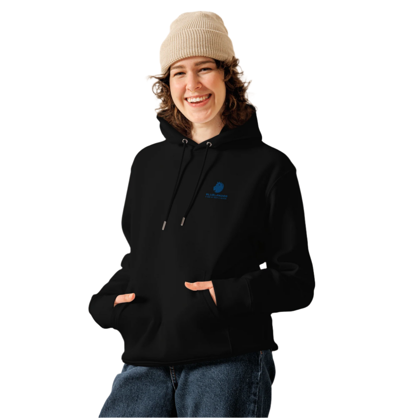 Bluelander Unisex Hoodie: 300 GSM Soft Cotton, Derby Ribbed.