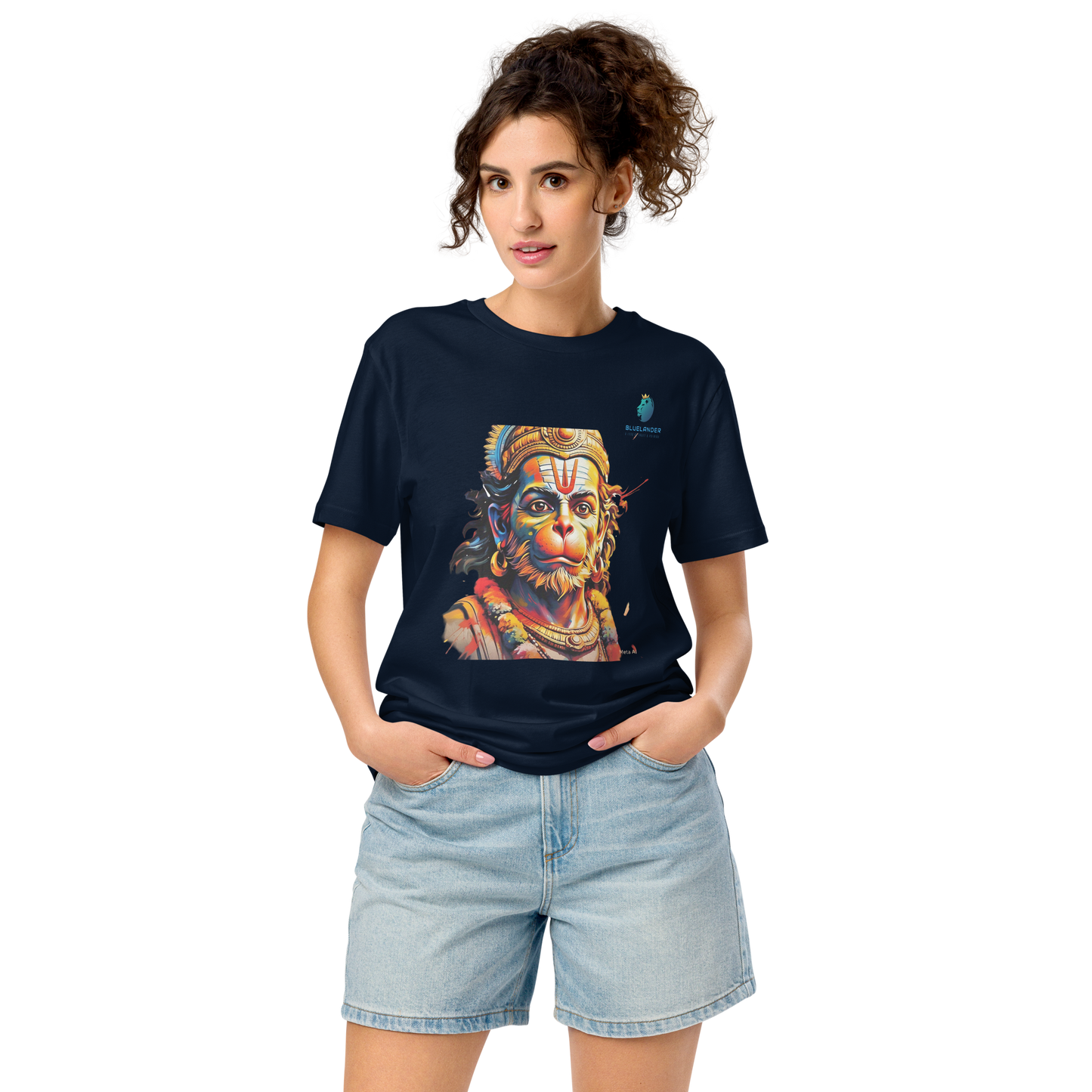 Premium Hanuman T-Shirt: Wear Divine Power,Bluelanders Bio-Washed Cotton