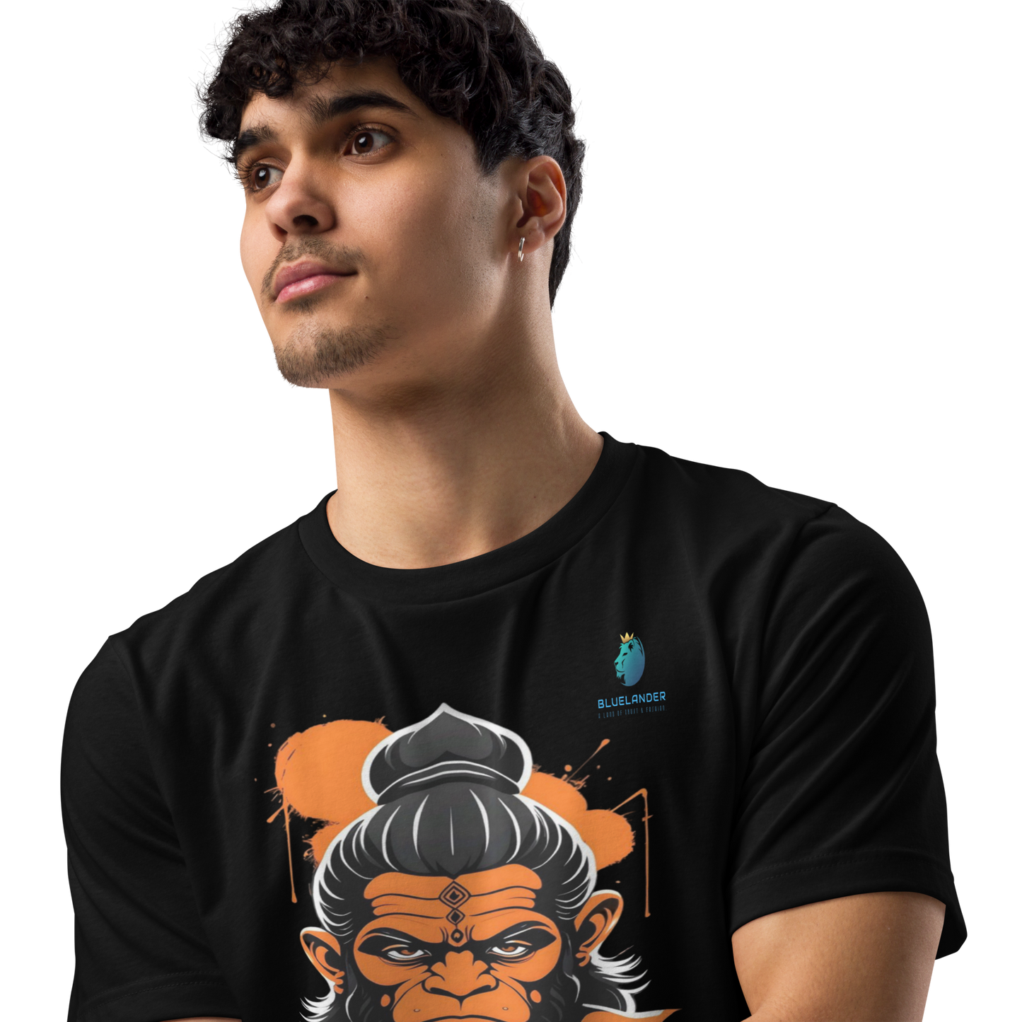 Bluelanders Divine Protection: Soft and Bio-Washed Hanuman premium unisex cotton T-Shirt.