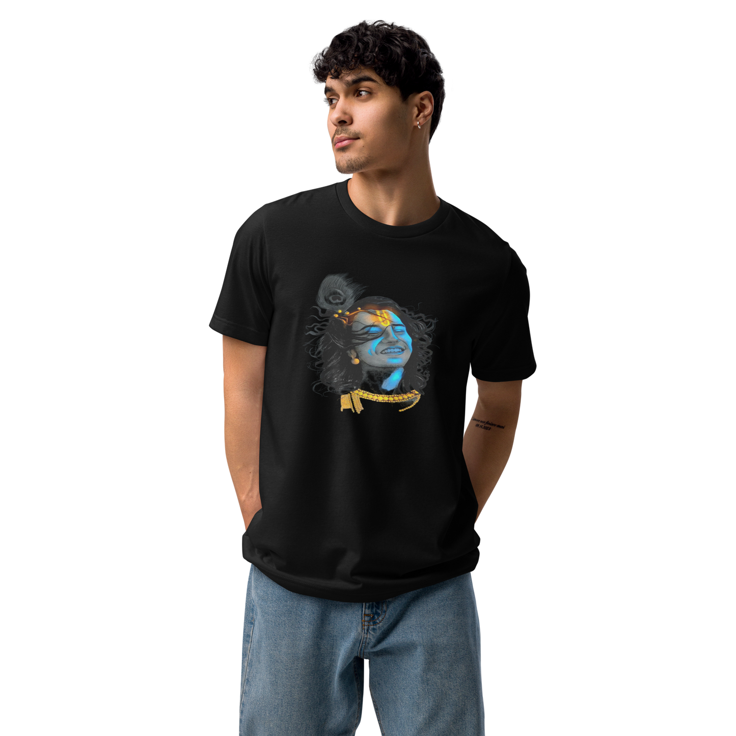 Experience Krishna's Love: Bluelander's Soft Cotton T-Shirt,Spiritual Fashion.