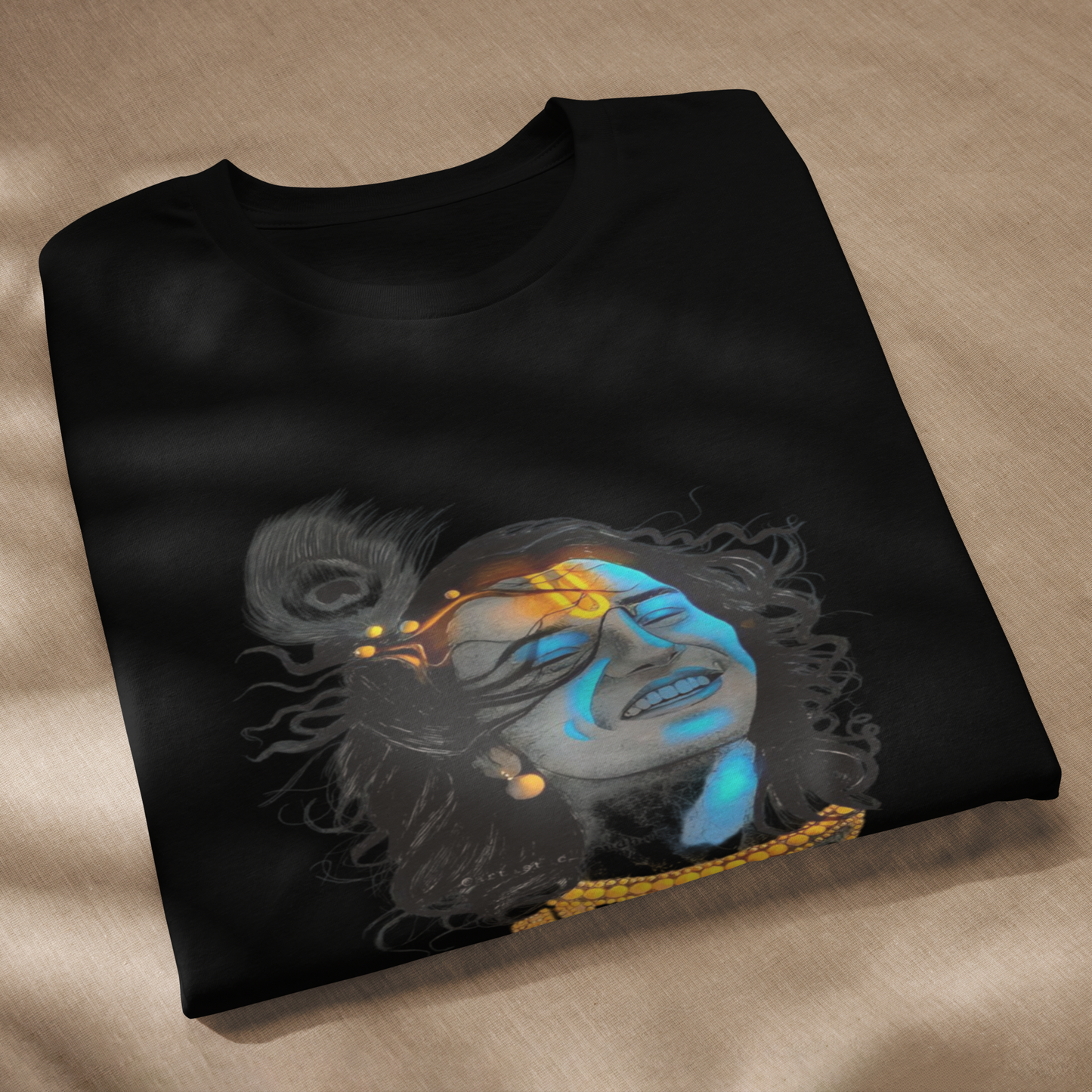 Experience Krishna's Love: Bluelander's Soft Cotton T-Shirt,Spiritual Fashion.