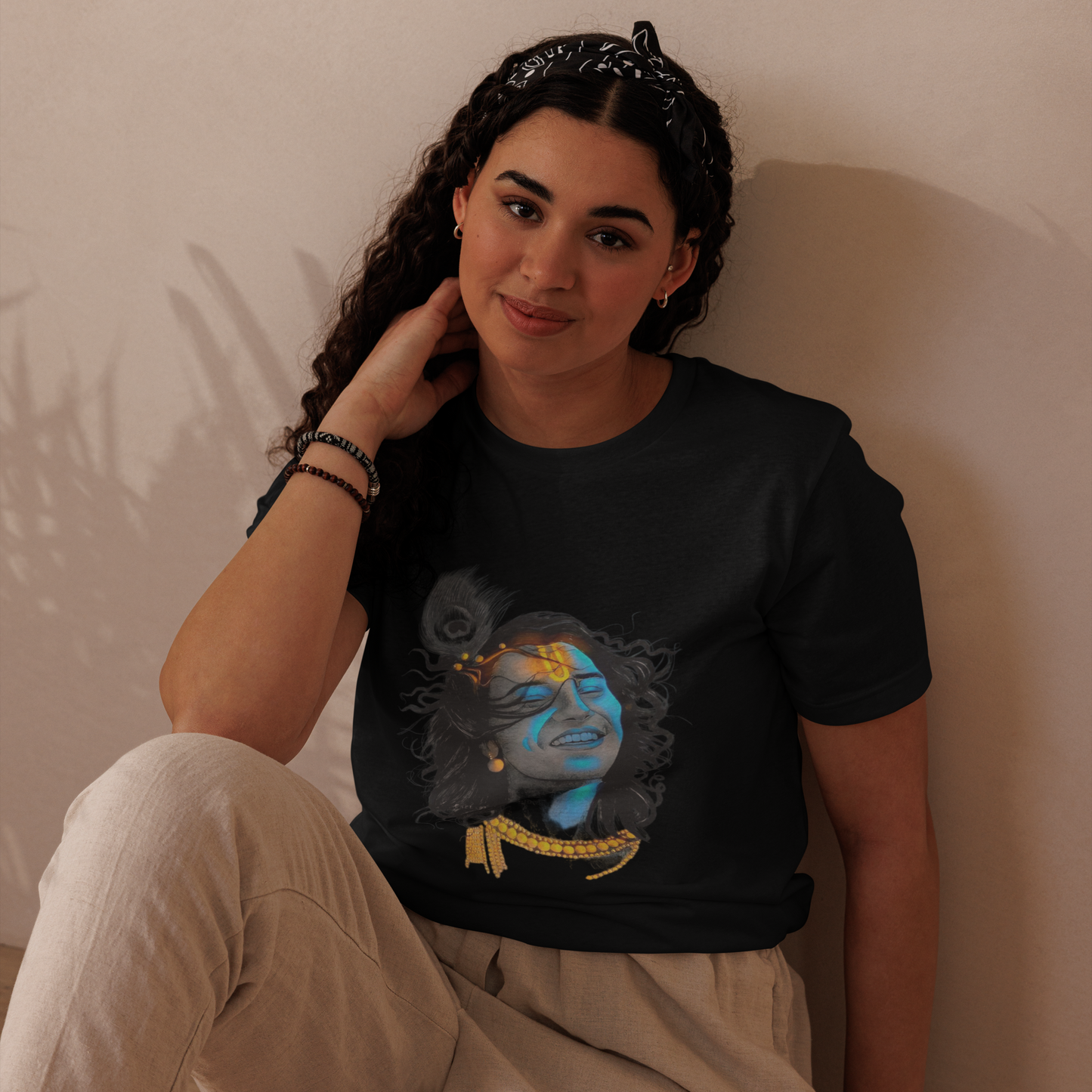 Experience Krishna's Love: Bluelander's Soft Cotton T-Shirt,Spiritual Fashion.