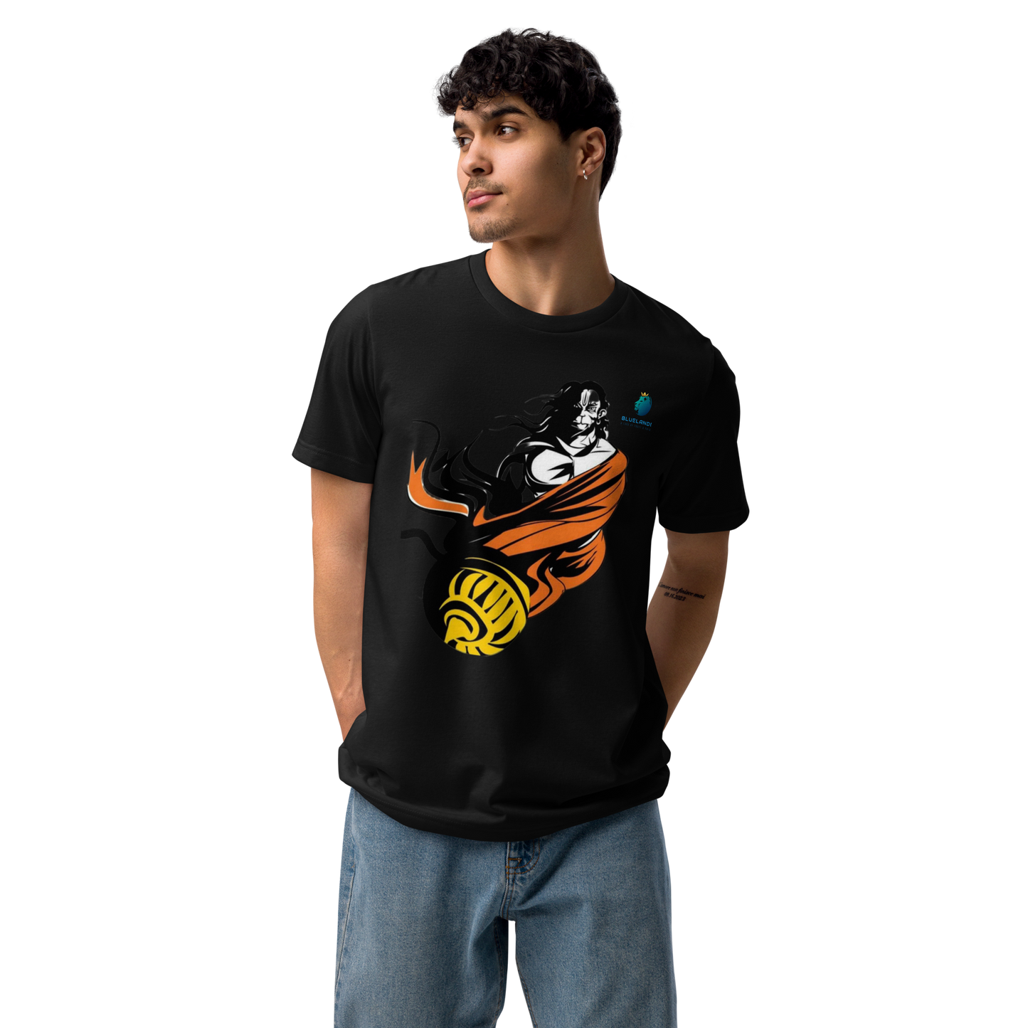 Hanuman's Blessing: Bluelanders Premium Cotton Bio-Washed Half-Sleeve T-Shirt.