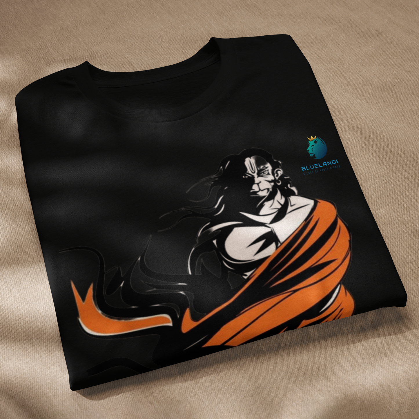 Hanuman's Blessing: Bluelanders Premium Cotton Bio-Washed Half-Sleeve T-Shirt.