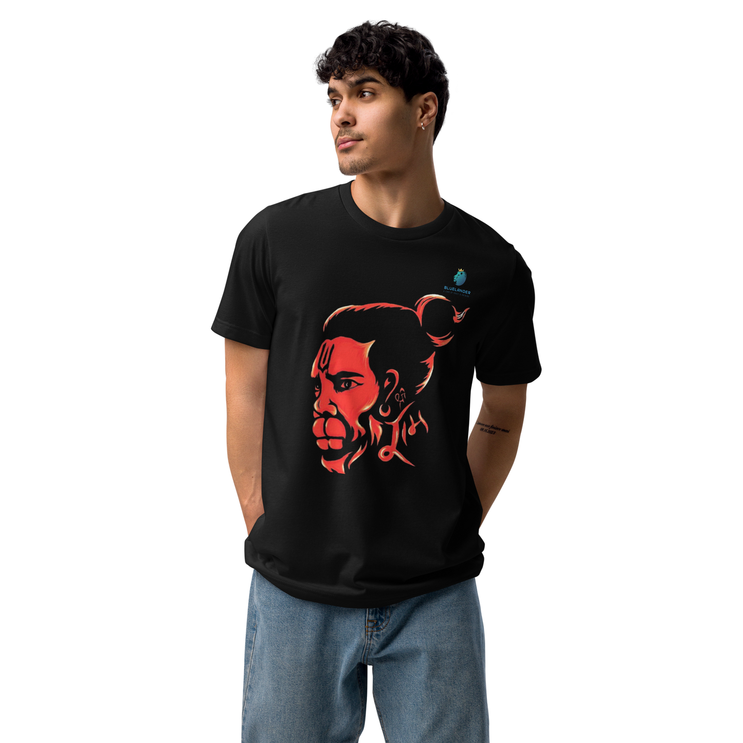 Hanuman's Blessing, Soft and Pure: Bluelanders Divine Protection premium cotton T-Shirt.