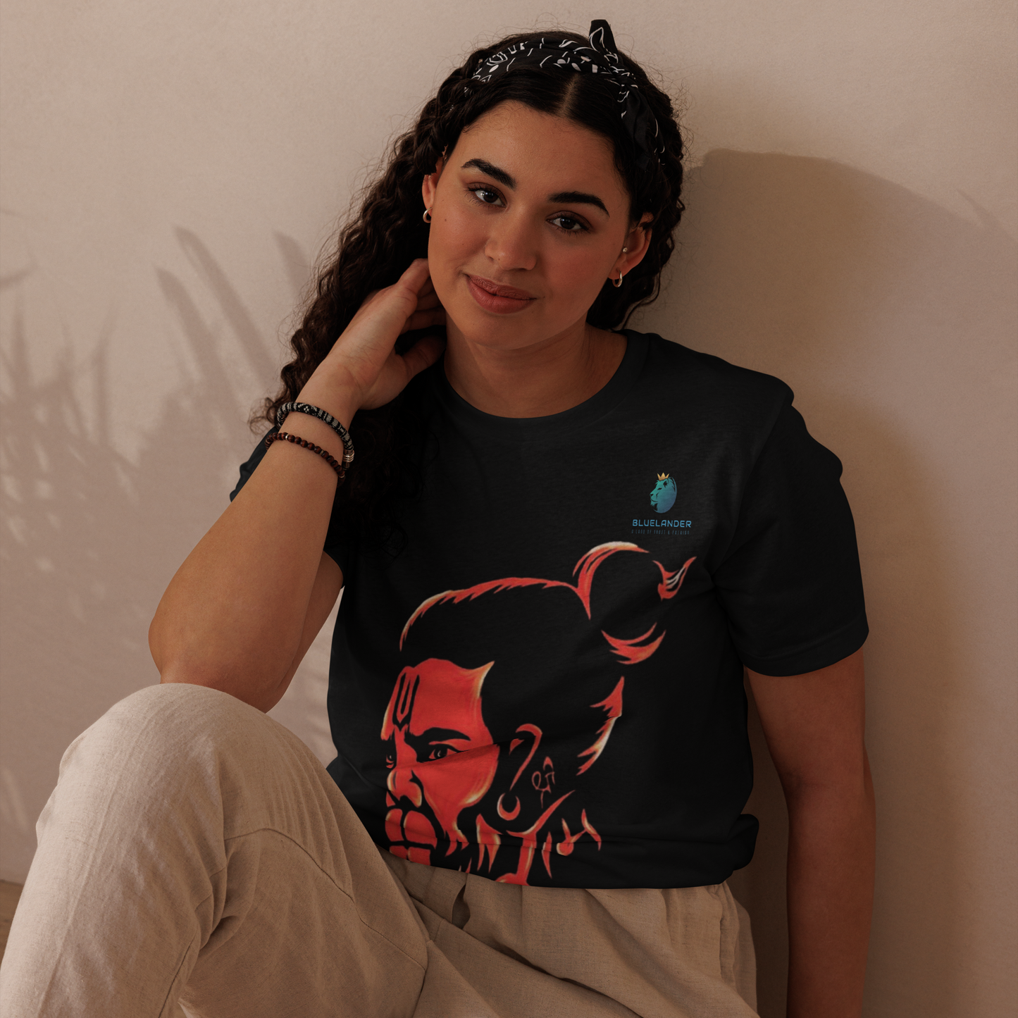 Hanuman's Blessing, Soft and Pure: Bluelanders Divine Protection premium cotton T-Shirt.