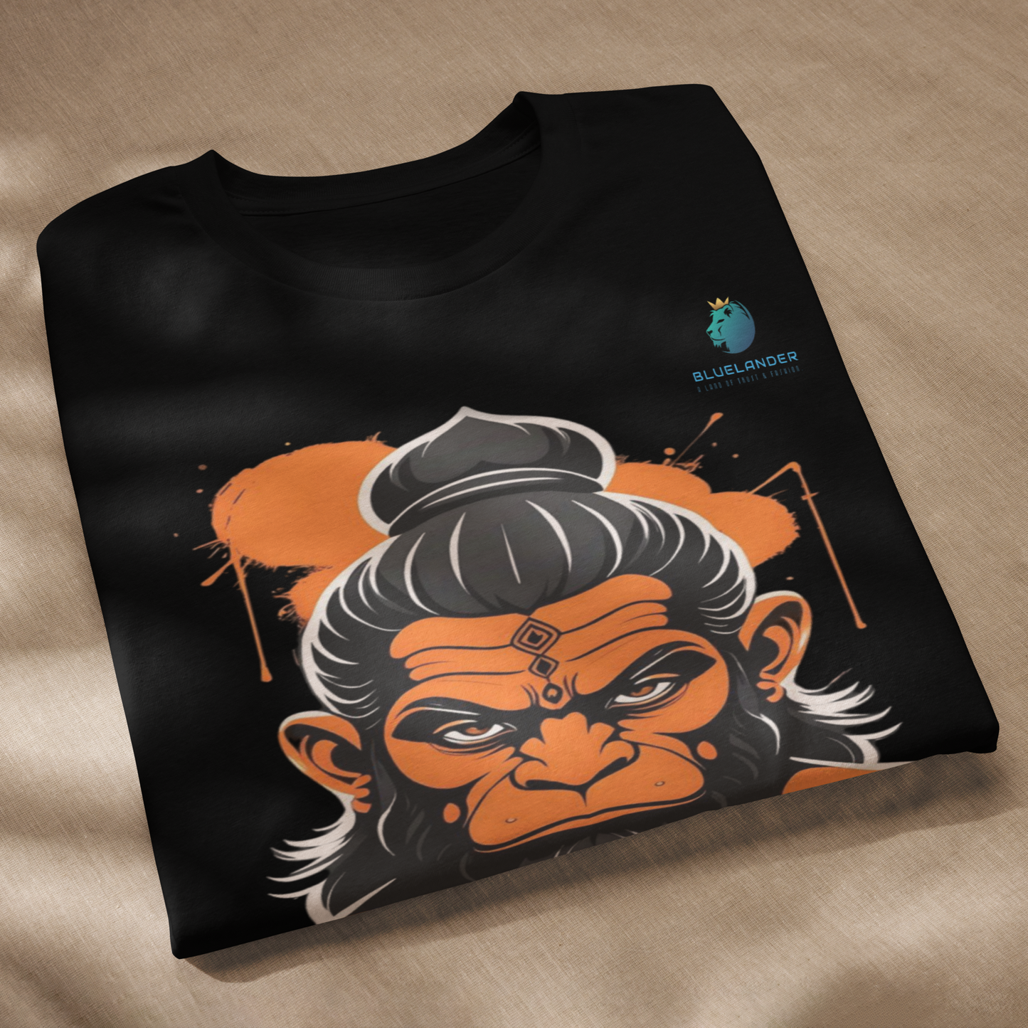 Bluelanders Divine Protection: Soft and Bio-Washed Hanuman premium unisex cotton T-Shirt.