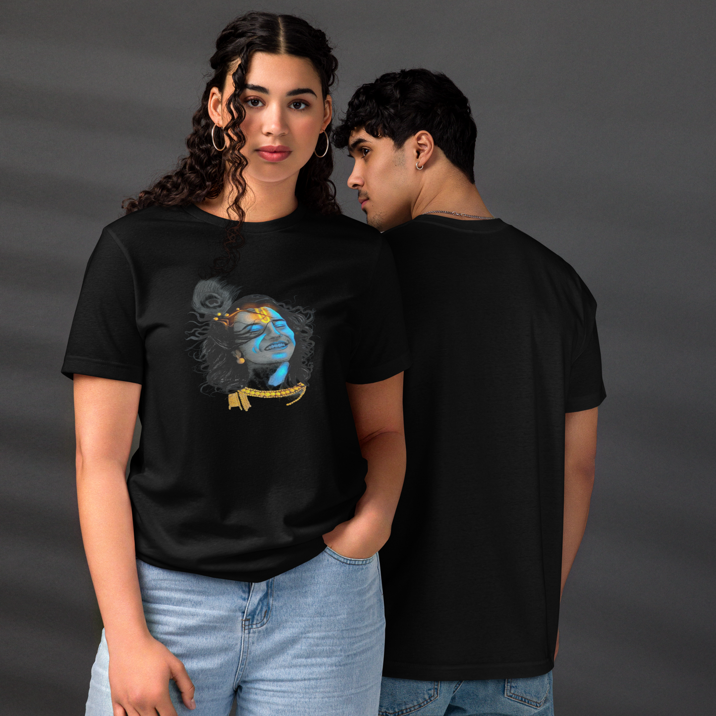 Experience Krishna's Love: Bluelander's Soft Cotton T-Shirt,Spiritual Fashion.