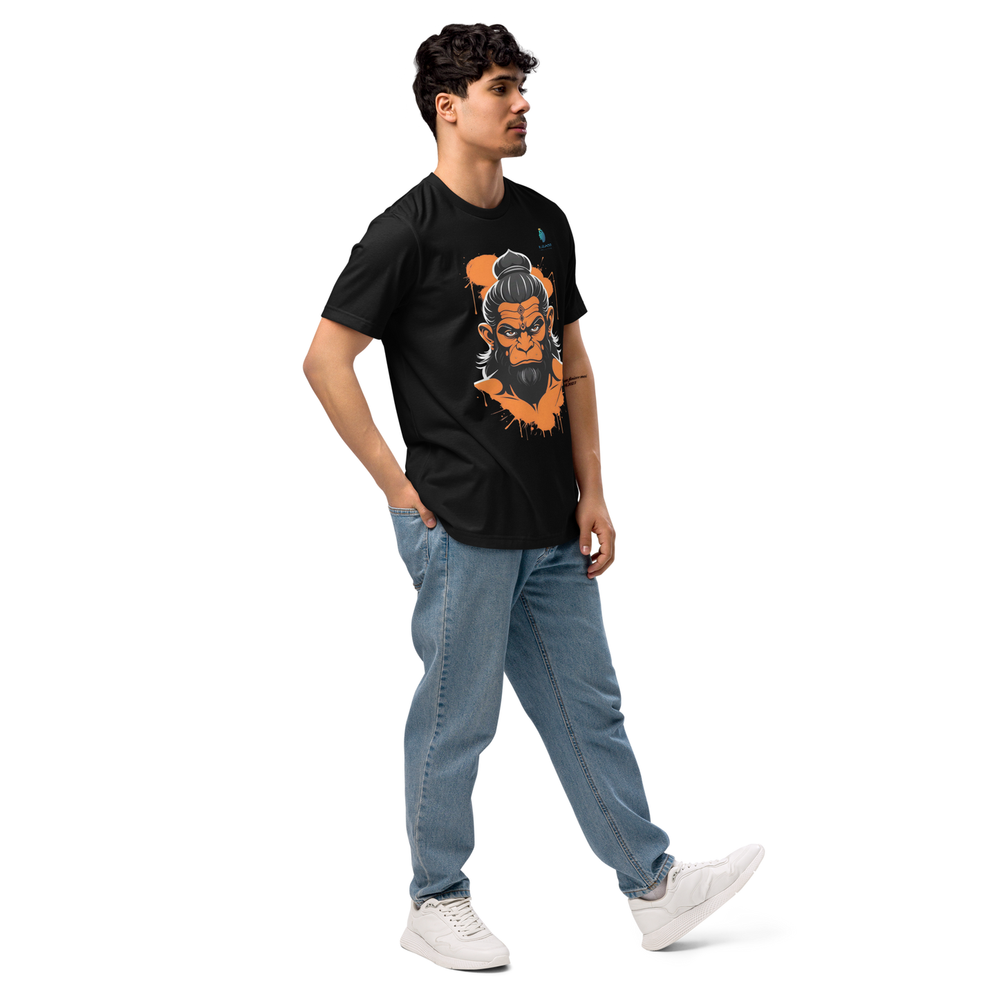 Bluelanders Divine Protection: Soft and Bio-Washed Hanuman premium unisex cotton T-Shirt.
