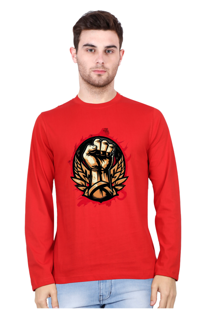 Rock the Look with Bluelander Cotton Full Sleeve T-Shirt | 'Fight Like a Rock Star' Design | 100% Cotton, Pre-Shrunk, Bio Washed