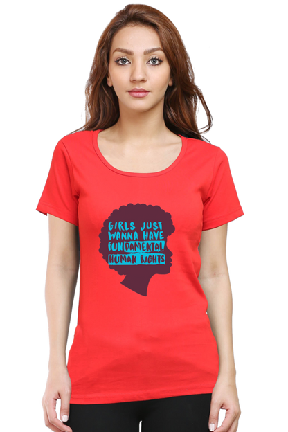 Step into style and comfort with Bluelander's Female Round Neck Half Sleeve T-Shirt- where fashion meets the fundamental right to express yourself effortlessly