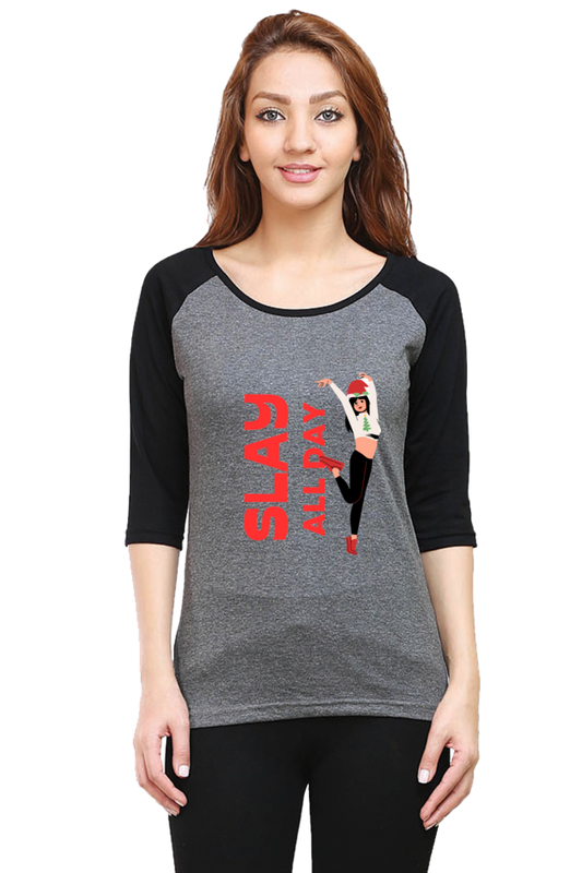 Bluelander Raglan Full Sleeve T-Shirt for Girls and Women Infuse Positive Energy and Slay All Day with Style