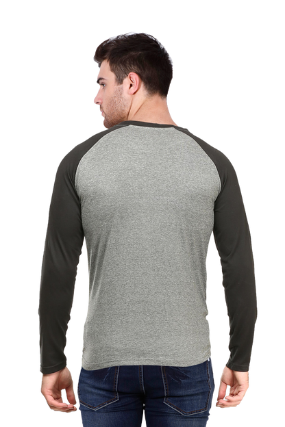 Lord Hanuman's Grace: Bluelander's Premium Raglan Cotton Full-Sleeve T-Shirt
