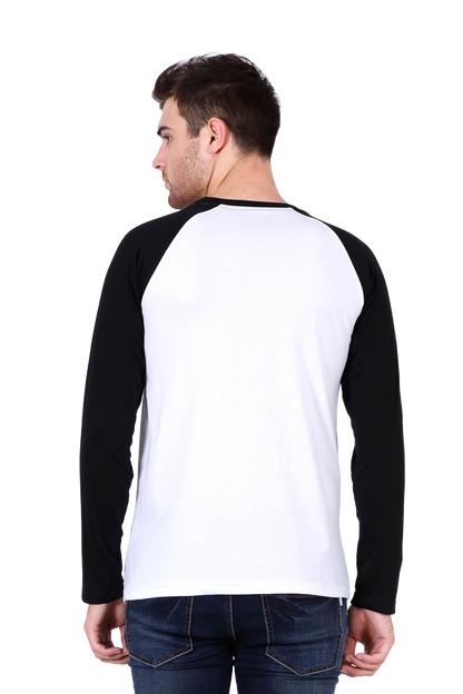 Lord Hanuman's Grace: Bluelander's Premium Raglan Cotton Full-Sleeve T-Shirt