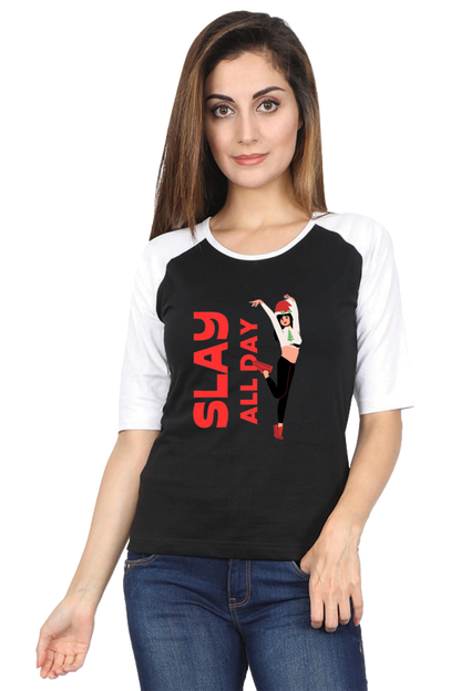 Bluelander Raglan Full Sleeve T-Shirt for Girls and Women Infuse Positive Energy and Slay All Day with Style
