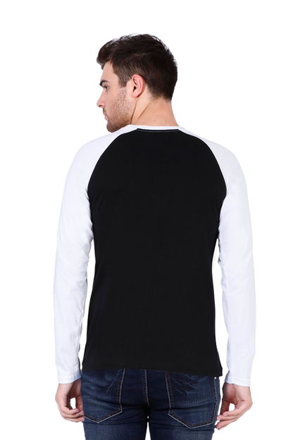Lord Hanuman's Grace: Bluelander's Premium Raglan Cotton Full-Sleeve T-Shirt