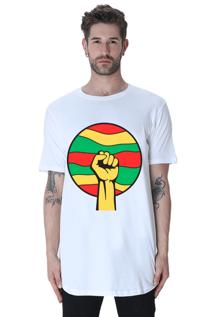 Embrace Boldness: Bluelander's Half Sleeve Cotton Longline Curved T-Shirts!