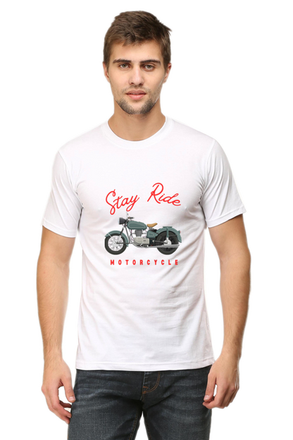 BlueLander Cotton Half Sleeve T-Shirt– Make Your Journey Epic, Because Your Bike is Your First Love. Show Some Love to It with Our Enhanced Design and Connect on the Road of Glory.