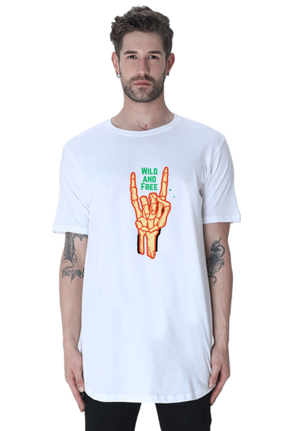 Unleash Your Hip-Hop Vibe: BlueLander Cotton's Male Longline Curved T-Shirts with Enhanced Design.