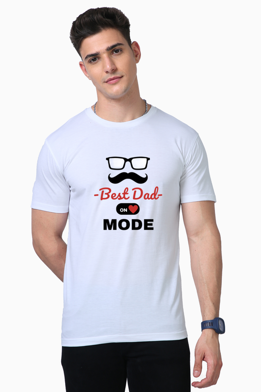 Best Dad Mode On Bluelander Supima Half Sleeve T-Shirt Supreme Comfort for Father-Son Bonds