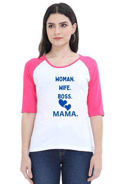 Elevate Style: Bluelander Girls  Raglan full sleeve Tee – Women, Wife, Sister, Boss, Mama  Love Woven into Every Role