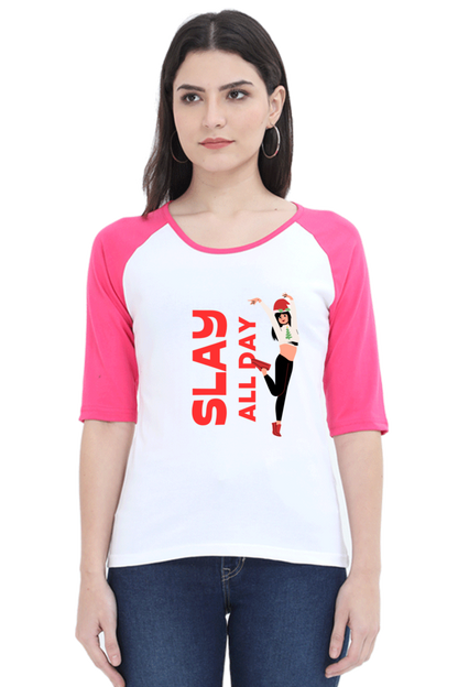 Bluelander Raglan Full Sleeve T-Shirt for Girls and Women Infuse Positive Energy and Slay All Day with Style