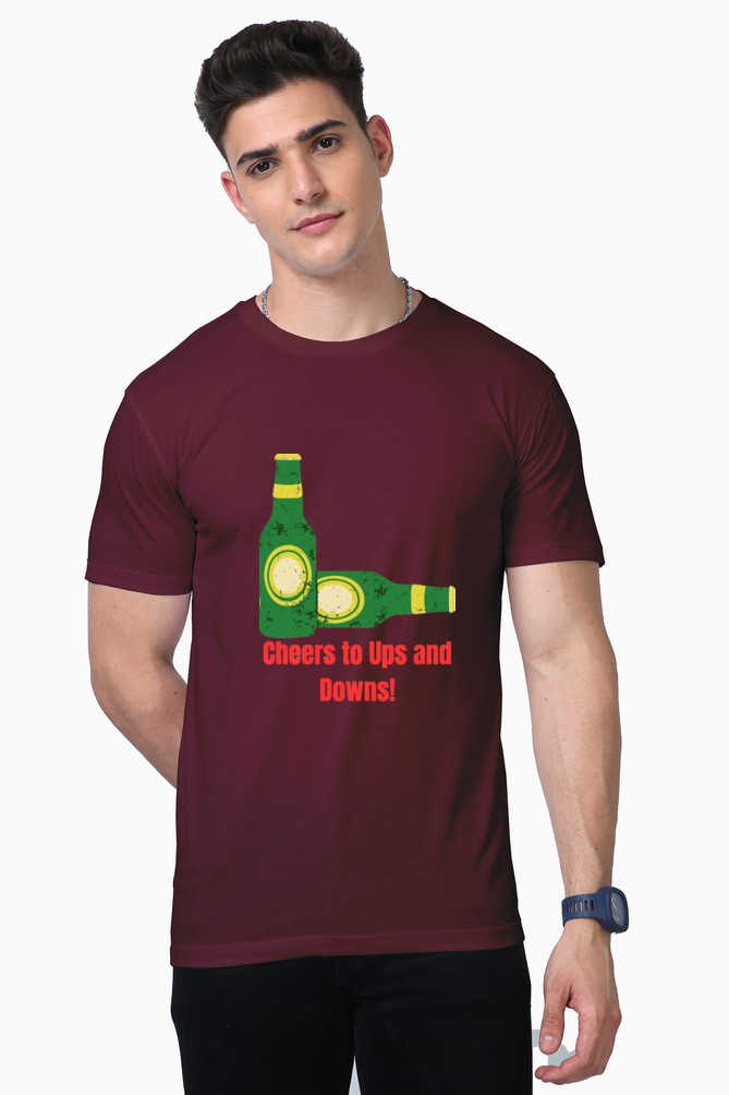 Raise a Toast to Comfort: Bluelander's Supima Half Sleeve T-Shirts - Cheers to Ups and Downs!