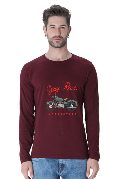 Gear Up in Style: BlueLander Cotton Full Sleeve T-Shirt – Unleash the Biker Chic, Where Comfort Meets the Open Road.