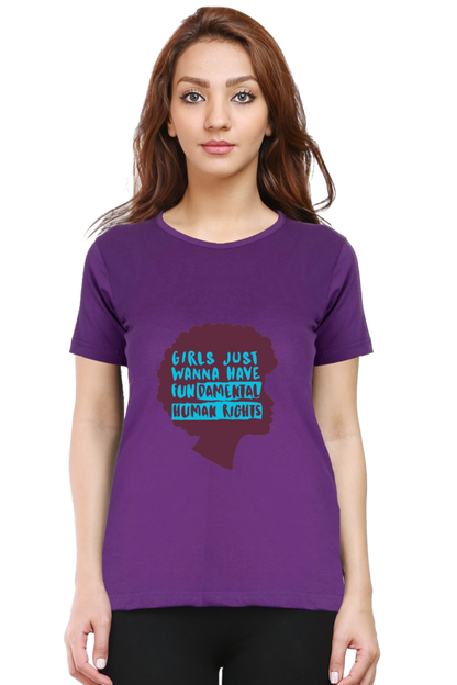 Step into style and comfort with Bluelander's Female Round Neck Half Sleeve T-Shirt- where fashion meets the fundamental right to express yourself effortlessly