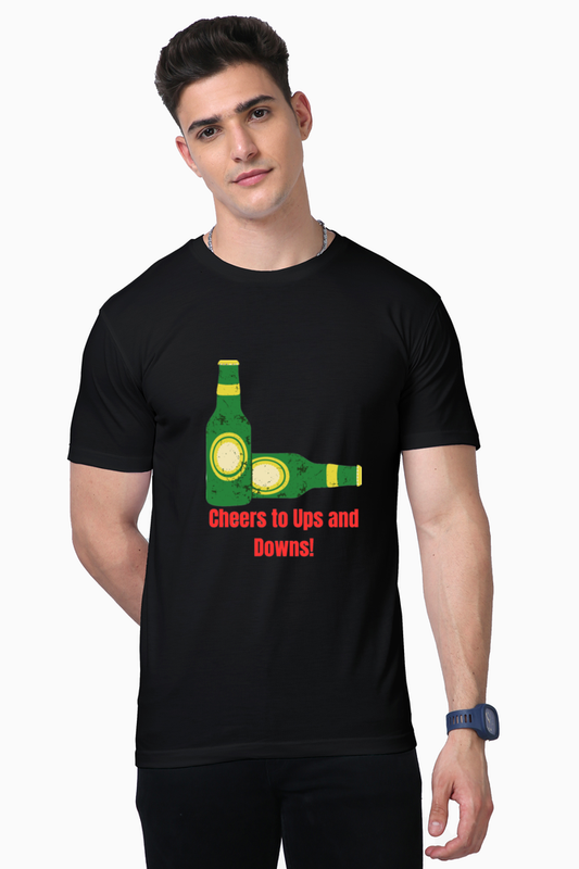 Raise a Toast to Comfort: Bluelander's Supima Half Sleeve T-Shirts - Cheers to Ups and Downs!