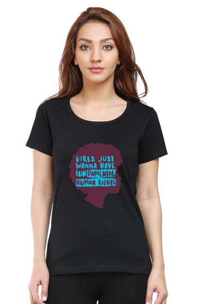 Step into style and comfort with Bluelander's Female Round Neck Half Sleeve T-Shirt- where fashion meets the fundamental right to express yourself effortlessly
