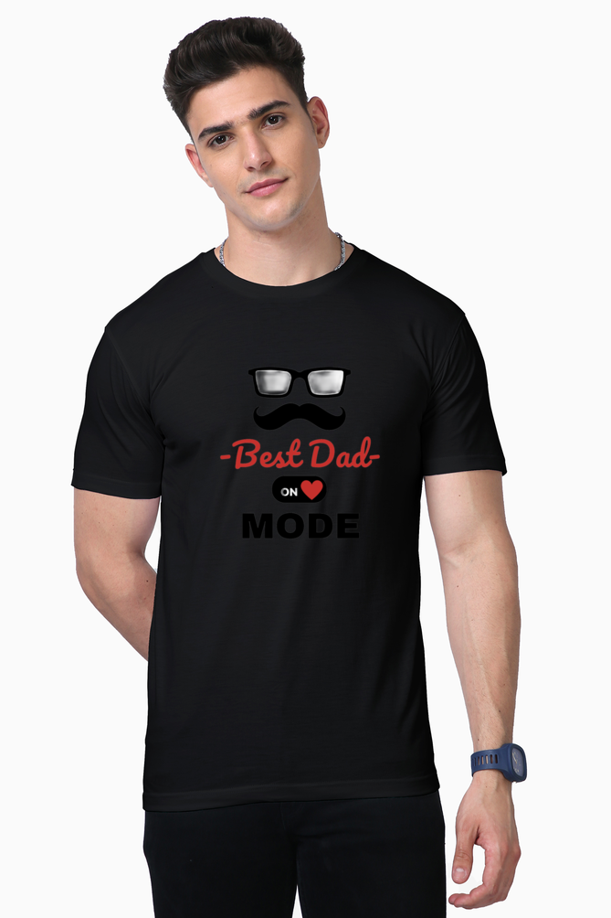 Best Dad Mode On Bluelander Supima Half Sleeve T-Shirt Supreme Comfort for Father-Son Bonds
