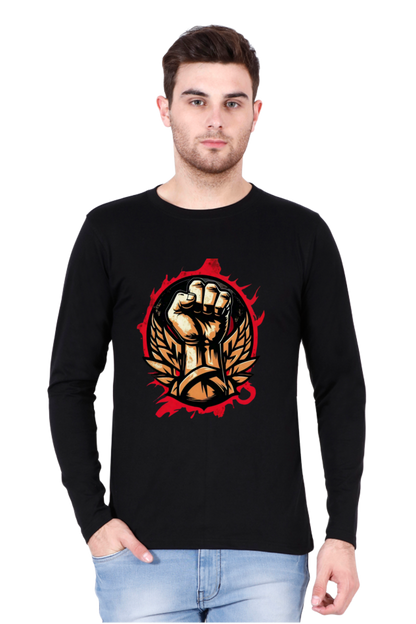 Rock the Look with Bluelander Cotton Full Sleeve T-Shirt | 'Fight Like a Rock Star' Design | 100% Cotton, Pre-Shrunk, Bio Washed