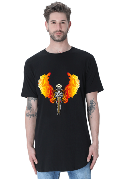 Light Up the Night in Style with Bluelander's Half Sleeve Longline Curved Cotton T-Shirts: Futuristic Designs that Glow in the Dark!