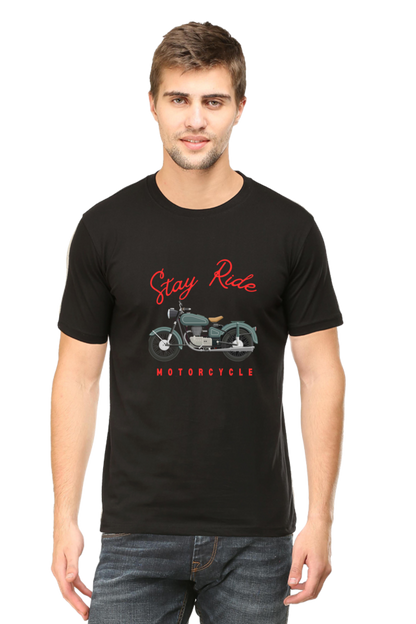 BlueLander Cotton Half Sleeve T-Shirt– Make Your Journey Epic, Because Your Bike is Your First Love. Show Some Love to It with Our Enhanced Design and Connect on the Road of Glory.