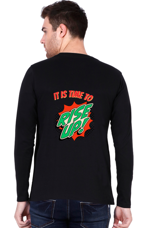 Time to Rise Up in Style: BlueLander's Cotton Full Sleeve T-Shirt with Enhanced Back Designs.
