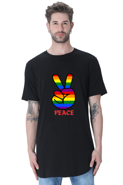 Curved in Comfort, Long on Peace: Bluelander's Half Sleeve Longline Tees – Effortless Style for a World at Peace.