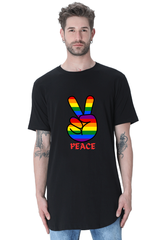 Curved in Comfort, Long on Peace: Bluelander's Half Sleeve Longline Tees – Effortless Style for a World at Peace.