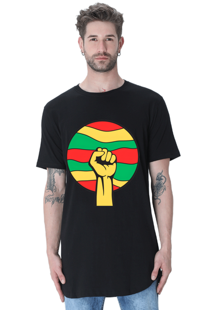 Embrace Boldness: Bluelander's Half Sleeve Cotton Longline Curved T-Shirts!