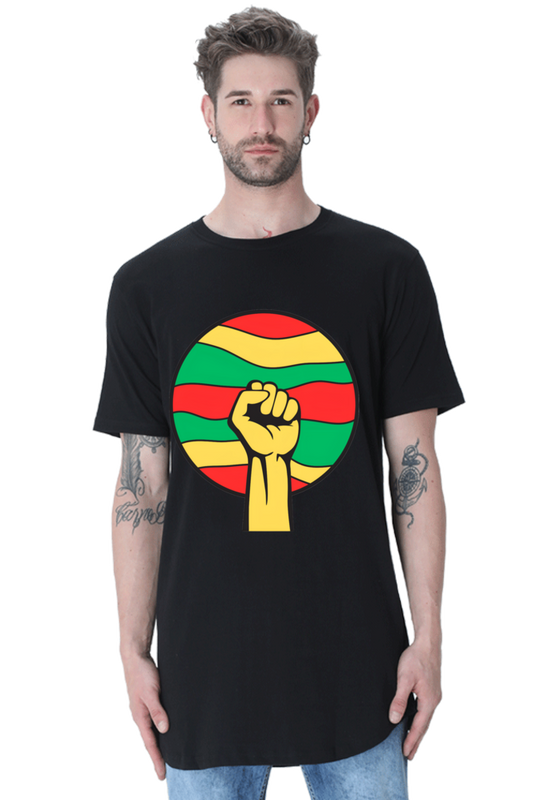 Embrace Boldness: Bluelander's Half Sleeve Cotton Longline Curved T-Shirts!