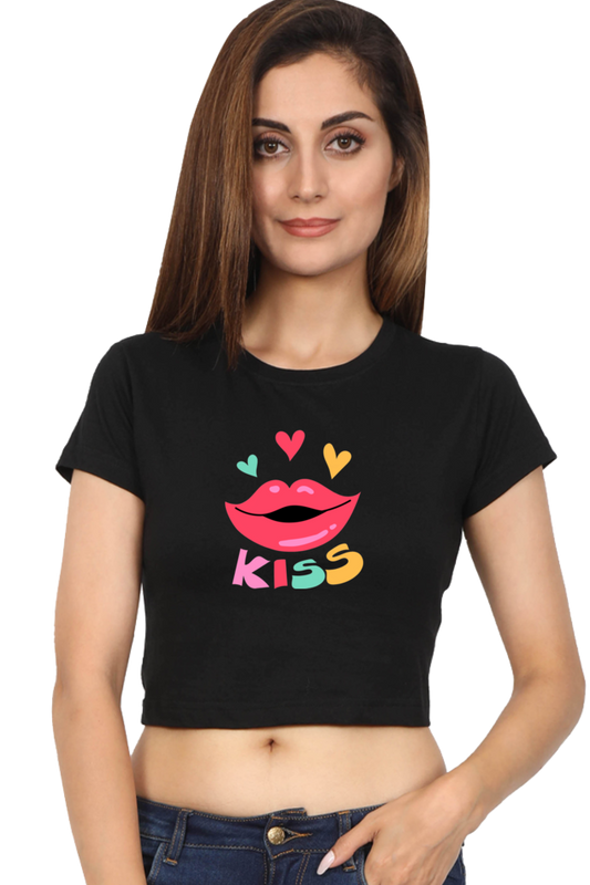 BlueLander Kiss Crop Top Elevate Your Style with Trendy Comfort and a Touch of Playful Elegance