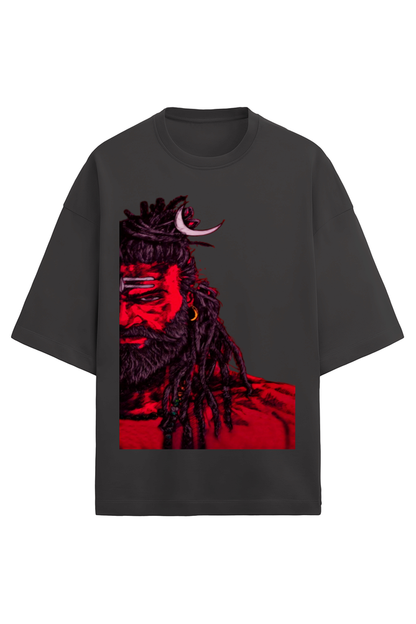 Adorn Yourself with Divine Shiva Unisex Cotton Over Sized T-Shirt - Experience Shiva's Grace.