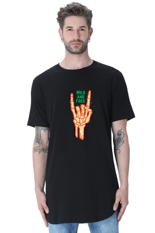 Unleash Your Hip-Hop Vibe: BlueLander Cotton's Male Longline Curved T-Shirts with Enhanced Design.