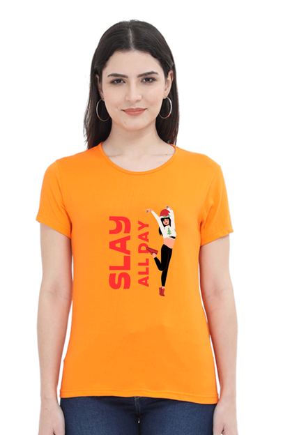 Bluelander Girl Round Neck Cotton Half Sleeve T-Shirt: Embrace Style with Our Latest Design, Slay All Day with Power