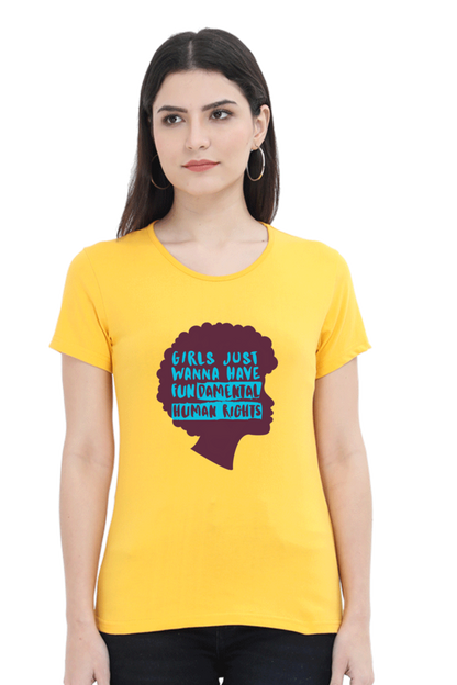 Step into style and comfort with Bluelander's Female Round Neck Half Sleeve T-Shirt- where fashion meets the fundamental right to express yourself effortlessly