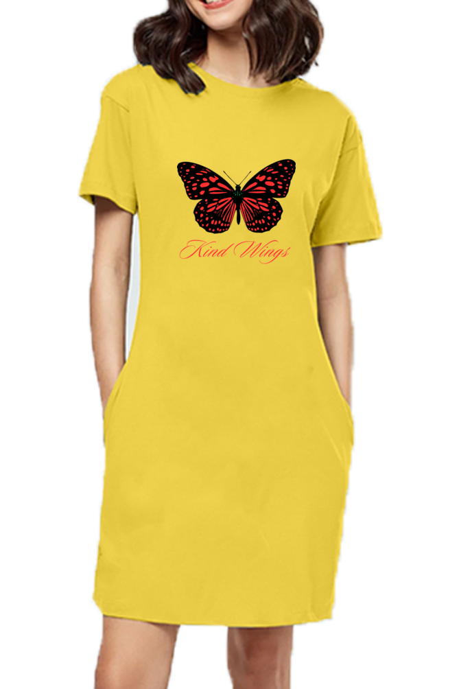 Rule the Fashion Realm: Bluelander Girls and Women's Full T-Shirt Dress – 'You Got the King Wings' for Ultimate Style Domination.