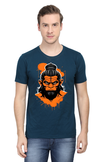 Bluelanders Divine Protection: Soft and Bio-Washed Hanuman premium unisex cotton T-Shirt.